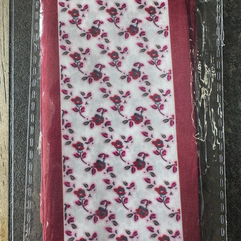 Floral Patterned bag scarf with Red Accents